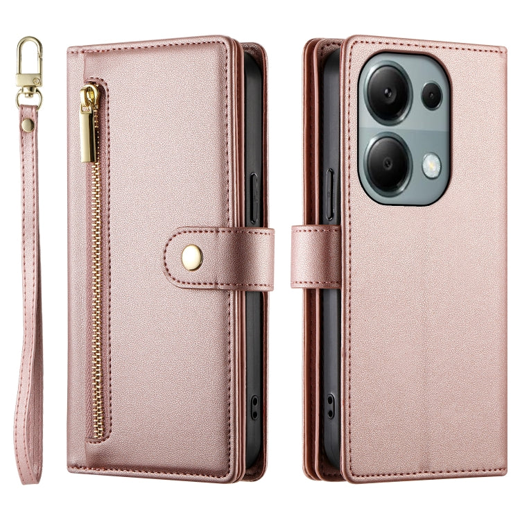 For Redmi Note 13 Pro 4G / Xiaomi Poco M6 Pro Nine Card-slot Zipper Wallet Bag Leather Phone Case