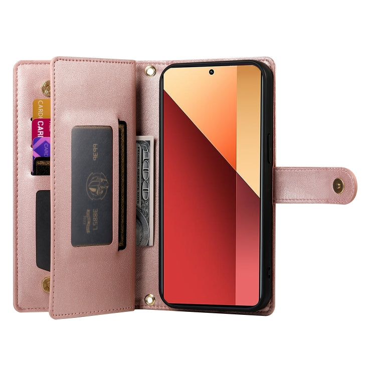 For Redmi Note 13 Pro 4G / Xiaomi Poco M6 Pro Nine Card-slot Zipper Wallet Bag Leather Phone Case