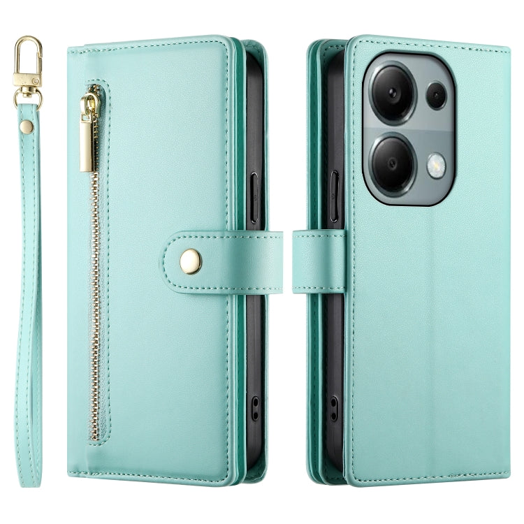 For Redmi Note 13 Pro 4G / Xiaomi Poco M6 Pro Nine Card-slot Zipper Wallet Bag Leather Phone Case