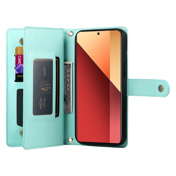 For Redmi Note 13 Pro 4G / Xiaomi Poco M6 Pro Nine Card-slot Zipper Wallet Bag Leather Phone Case