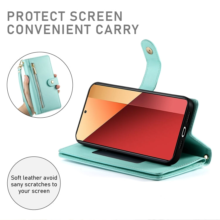 For Redmi Note 13 Pro 4G / Xiaomi Poco M6 Pro Nine Card-slot Zipper Wallet Bag Leather Phone Case