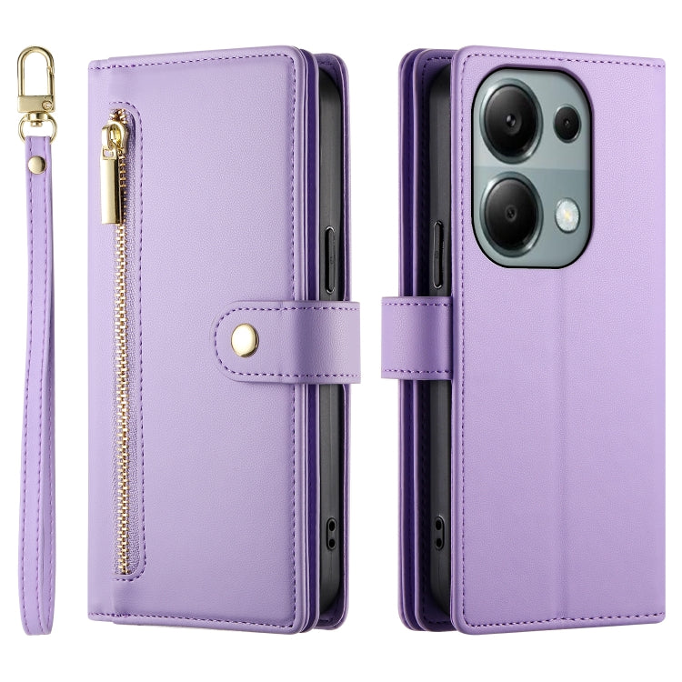 For Redmi Note 13 Pro 4G / Xiaomi Poco M6 Pro Nine Card-slot Zipper Wallet Bag Leather Phone Case