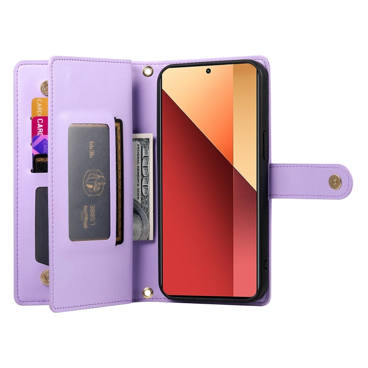 For Redmi Note 13 Pro 4G / Xiaomi Poco M6 Pro Nine Card-slot Zipper Wallet Bag Leather Phone Case