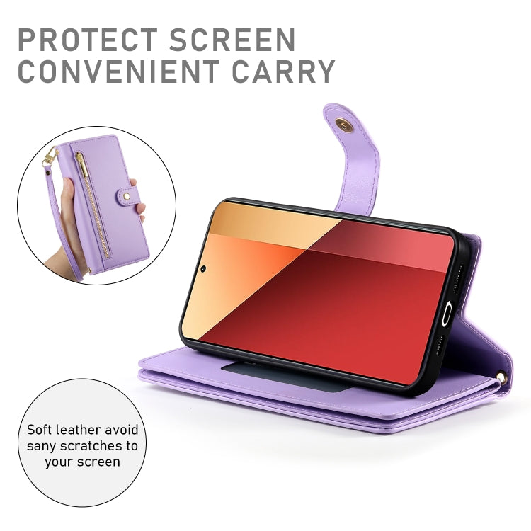 For Redmi Note 13 Pro 4G / Xiaomi Poco M6 Pro Nine Card-slot Zipper Wallet Bag Leather Phone Case