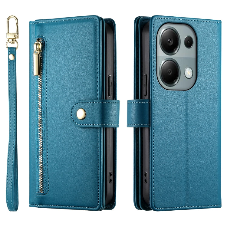For Redmi Note 13 Pro 4G / Xiaomi Poco M6 Pro Nine Card-slot Zipper Wallet Bag Leather Phone Case