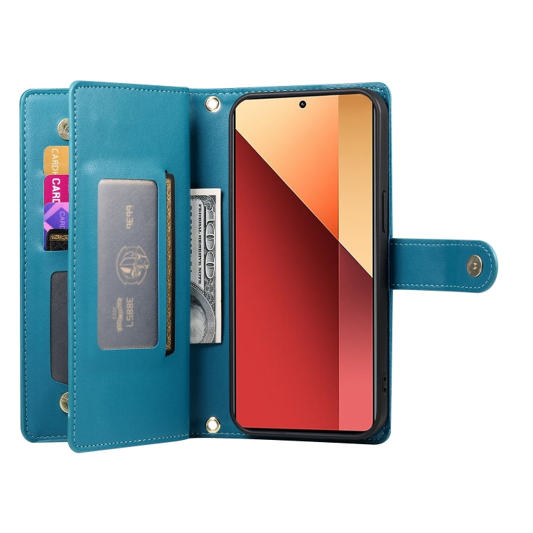 For Redmi Note 13 Pro 4G / Xiaomi Poco M6 Pro Nine Card-slot Zipper Wallet Bag Leather Phone Case