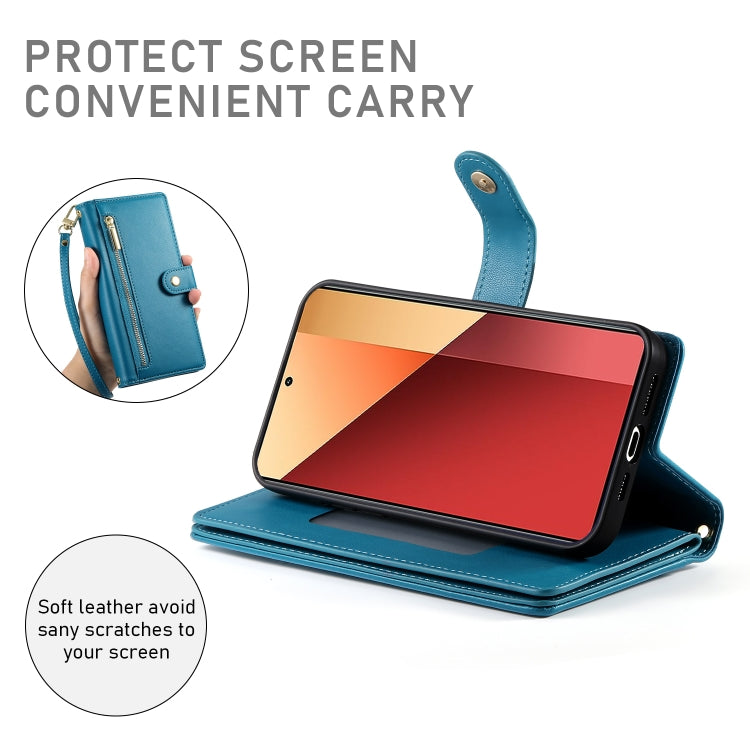 For Redmi Note 13 Pro 4G / Xiaomi Poco M6 Pro Nine Card-slot Zipper Wallet Bag Leather Phone Case
