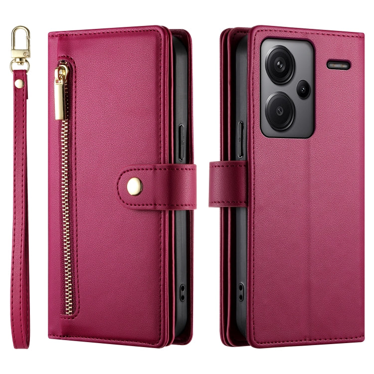 For Redmi Note 13 Pro+ Nine Card-slot Zipper Wallet Bag Leather Phone Case