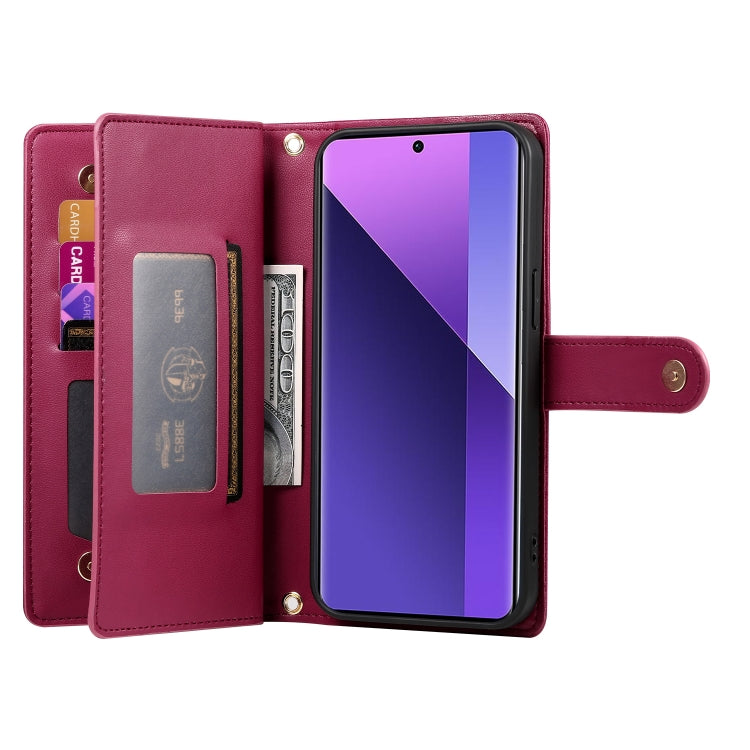 For Redmi Note 13 Pro+ Nine Card-slot Zipper Wallet Bag Leather Phone Case