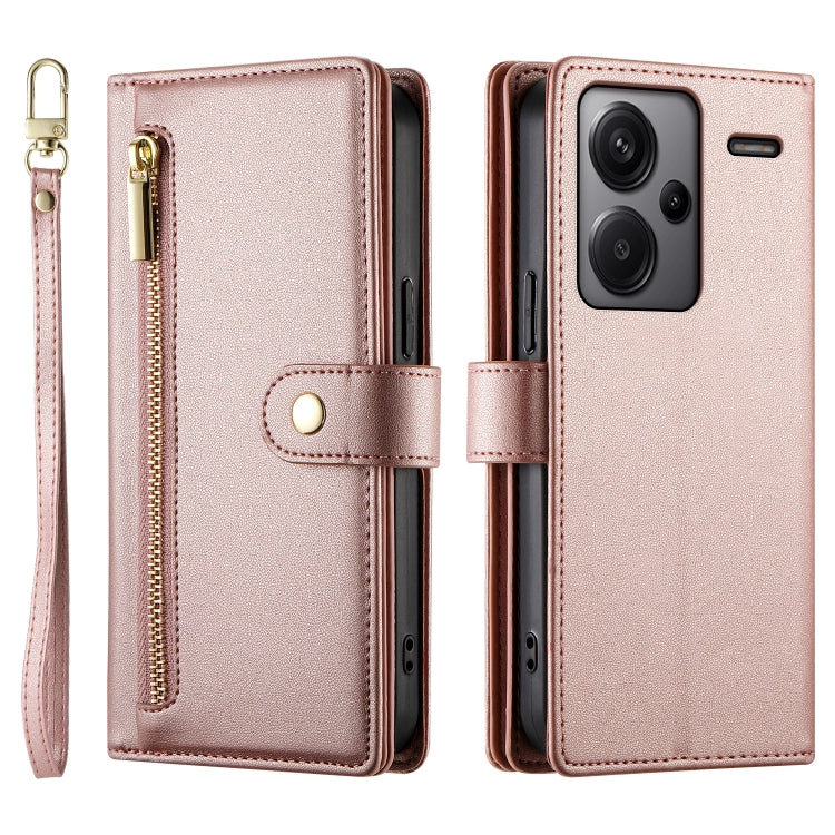 For Redmi Note 13 Pro+ Nine Card-slot Zipper Wallet Bag Leather Phone Case