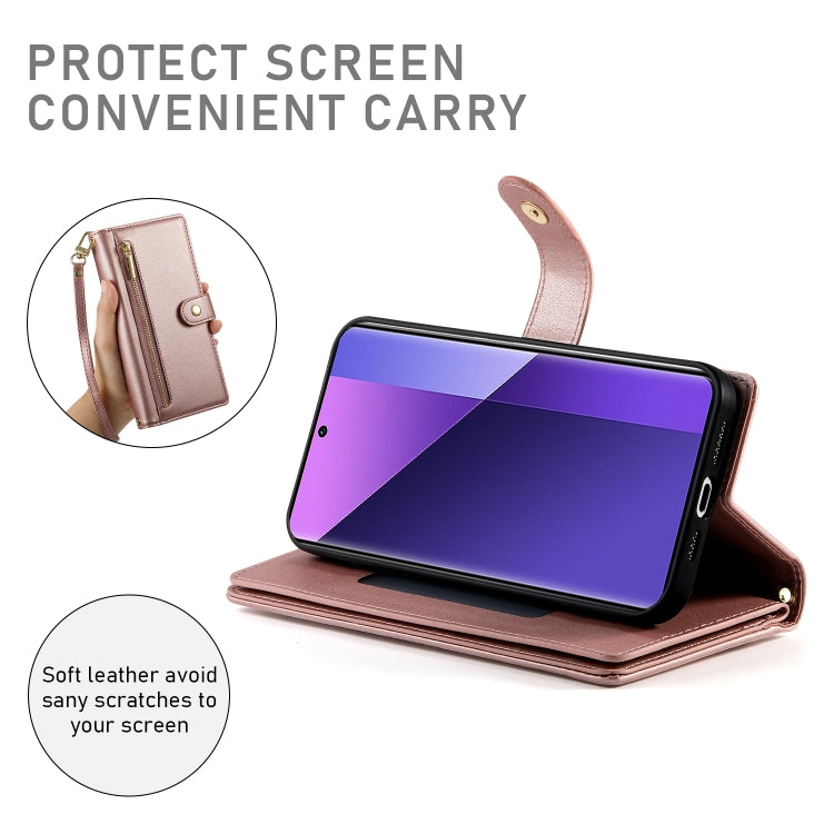 For Redmi Note 13 Pro+ Nine Card-slot Zipper Wallet Bag Leather Phone Case