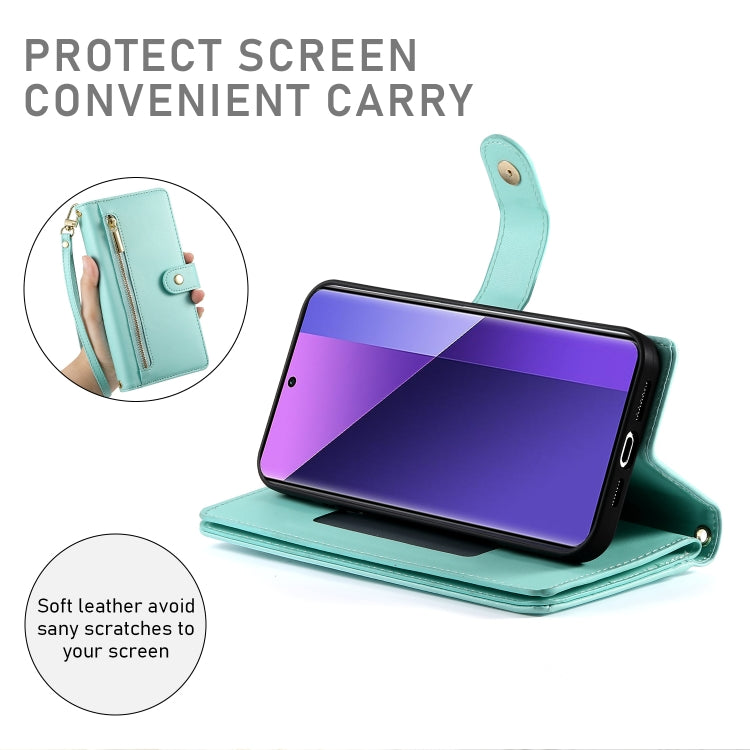 For Redmi Note 13 Pro+ Nine Card-slot Zipper Wallet Bag Leather Phone Case