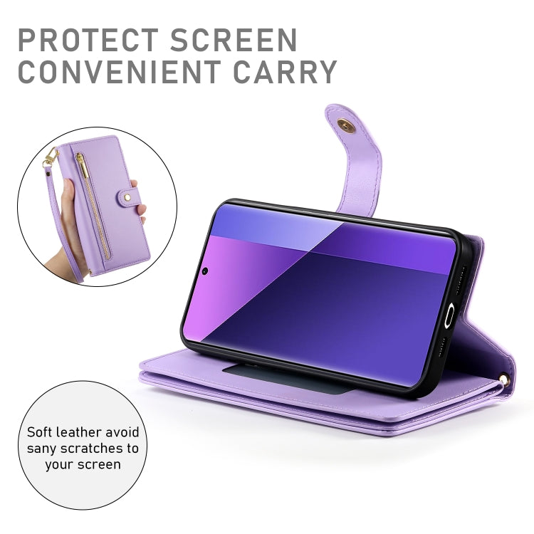 For Redmi Note 13 Pro+ Nine Card-slot Zipper Wallet Bag Leather Phone Case