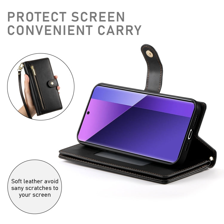 For Redmi Note 13 Pro+ Nine Card-slot Zipper Wallet Bag Leather Phone Case