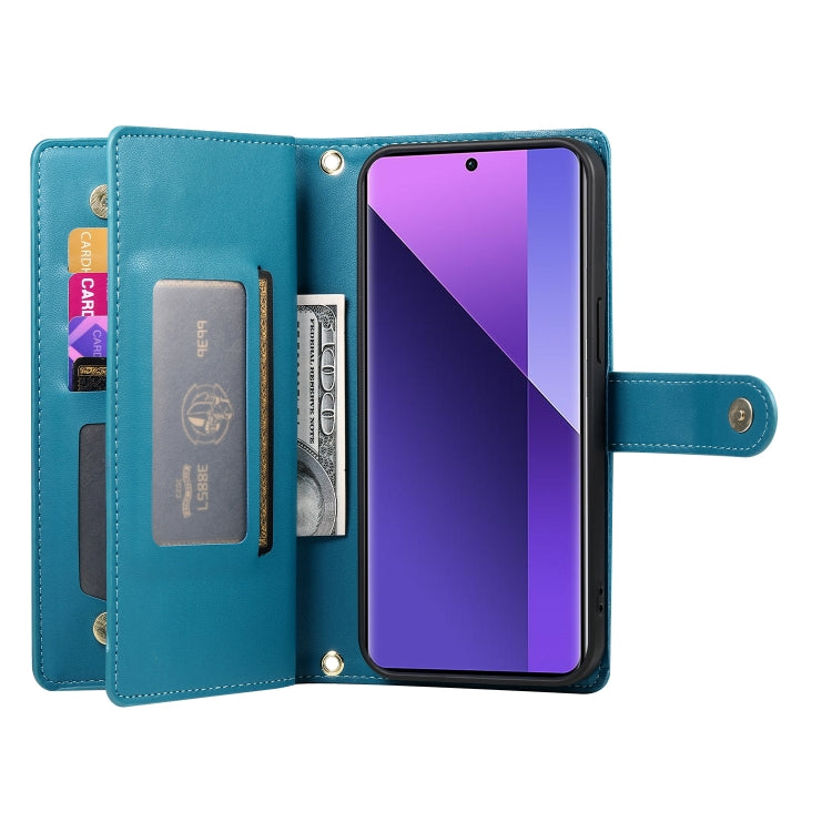 For Redmi Note 13 Pro+ Nine Card-slot Zipper Wallet Bag Leather Phone Case