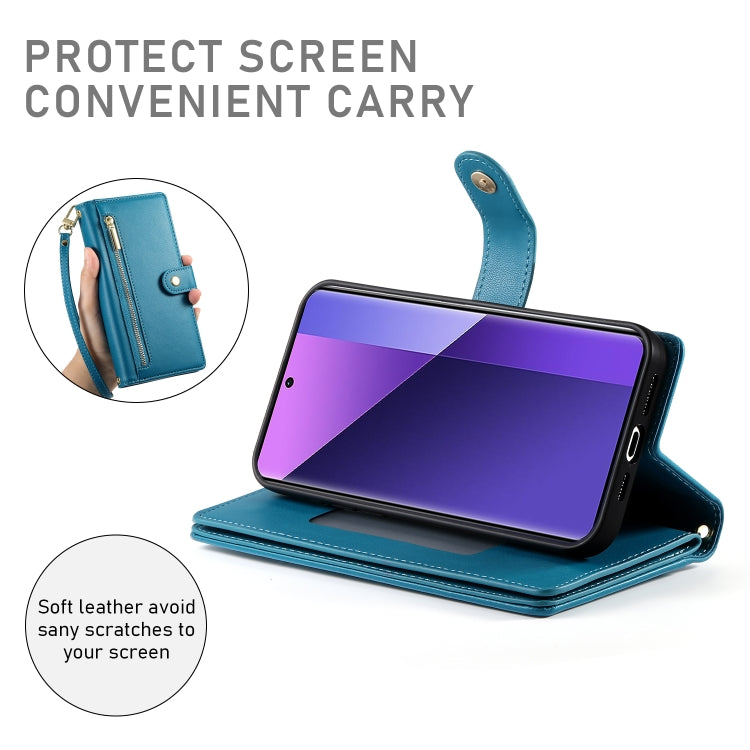 For Redmi Note 13 Pro+ Nine Card-slot Zipper Wallet Bag Leather Phone Case