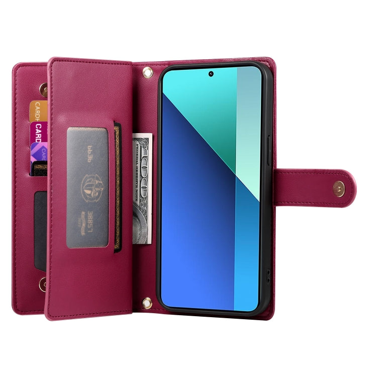 For Redmi Note 13 4G Nine Card-slot Zipper Wallet Bag Leather Phone Case