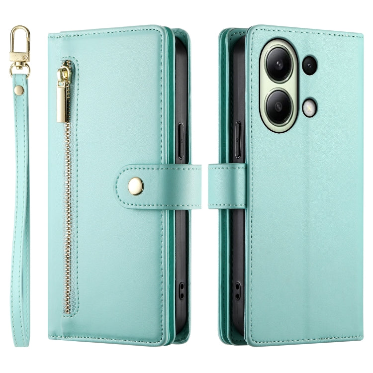 For Redmi Note 13 4G Nine Card-slot Zipper Wallet Bag Leather Phone Case
