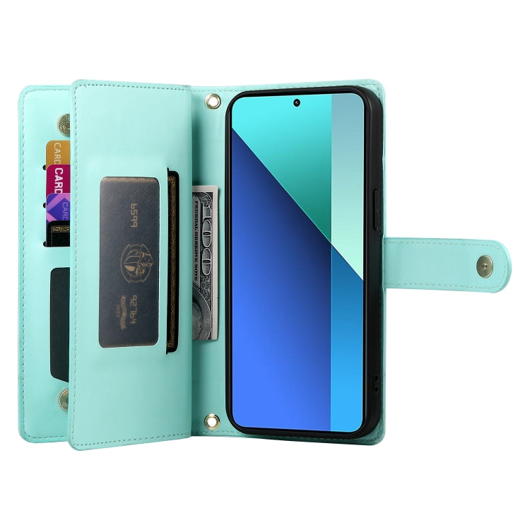 For Redmi Note 13 4G Nine Card-slot Zipper Wallet Bag Leather Phone Case