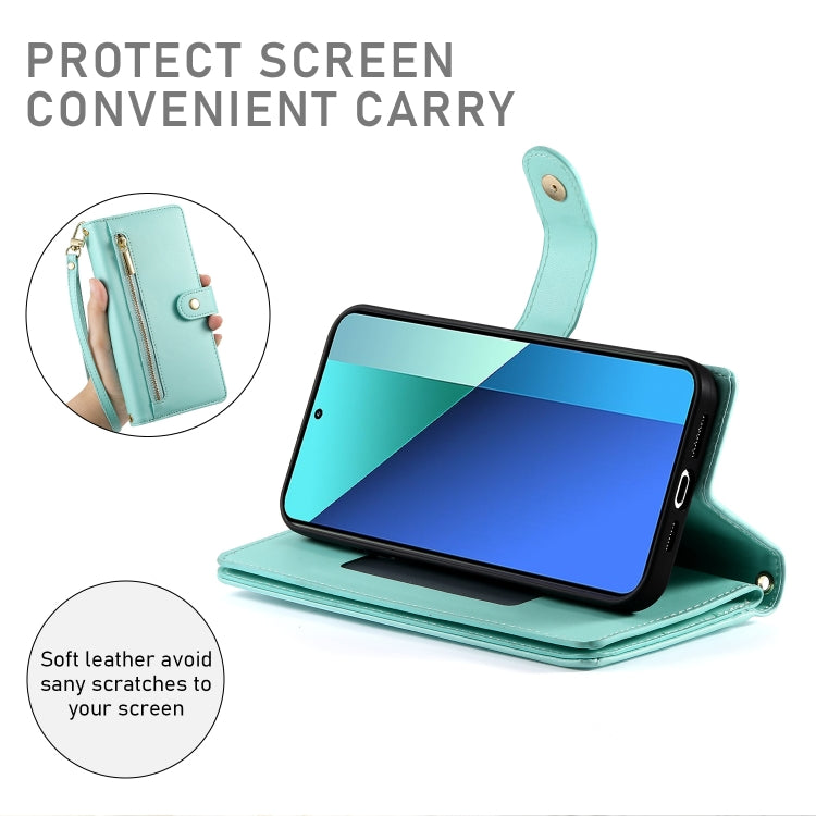 For Redmi Note 13 4G Nine Card-slot Zipper Wallet Bag Leather Phone Case