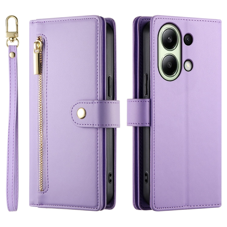For Redmi Note 13 4G Nine Card-slot Zipper Wallet Bag Leather Phone Case