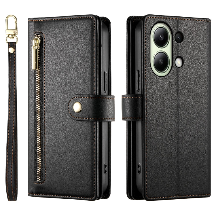 For Redmi Note 13 4G Nine Card-slot Zipper Wallet Bag Leather Phone Case