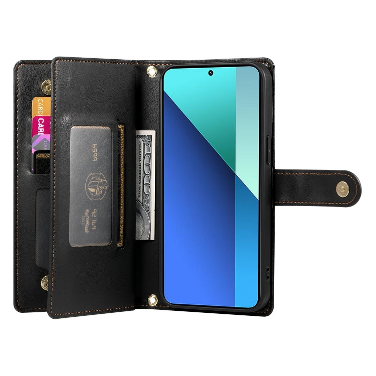 For Redmi Note 13 4G Nine Card-slot Zipper Wallet Bag Leather Phone Case
