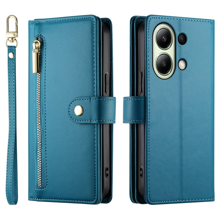 For Redmi Note 13 4G Nine Card-slot Zipper Wallet Bag Leather Phone Case