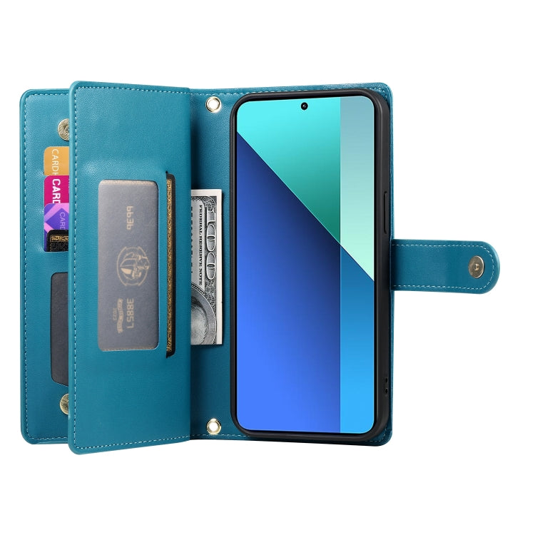 For Redmi Note 13 4G Nine Card-slot Zipper Wallet Bag Leather Phone Case