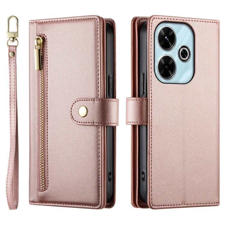 For Redmi 13 Nine Card-slot Zipper Wallet Bag Leather Phone Case
