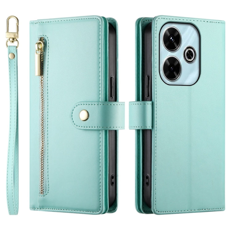 For Redmi 13 Nine Card-slot Zipper Wallet Bag Leather Phone Case