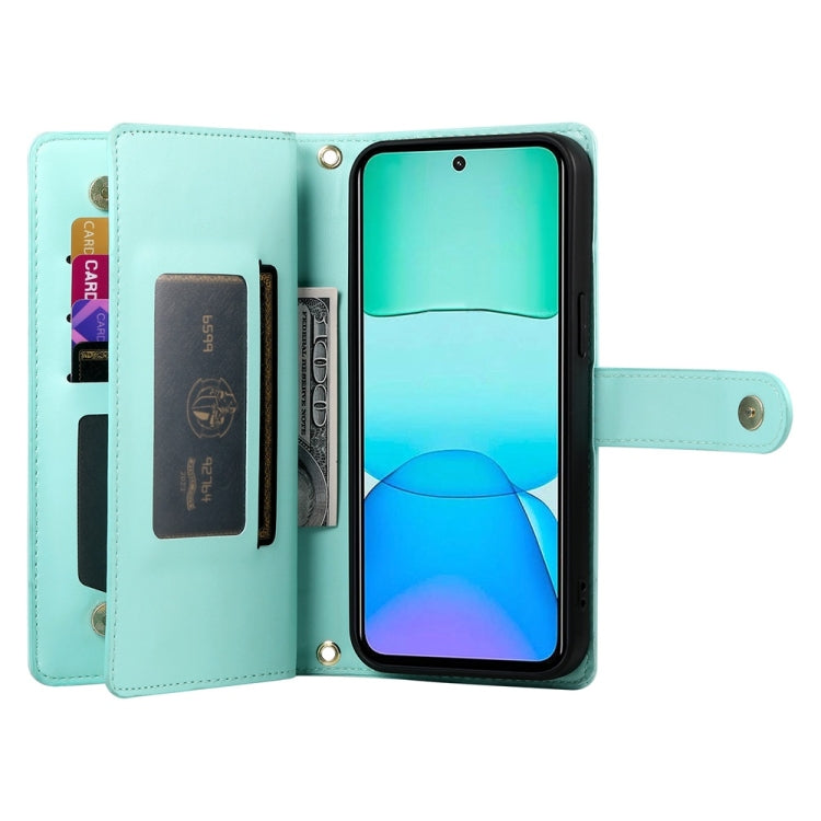 For Redmi 13 Nine Card-slot Zipper Wallet Bag Leather Phone Case