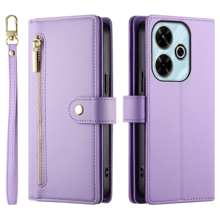 For Redmi 13 Nine Card-slot Zipper Wallet Bag Leather Phone Case