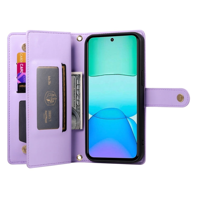 For Redmi 13 Nine Card-slot Zipper Wallet Bag Leather Phone Case