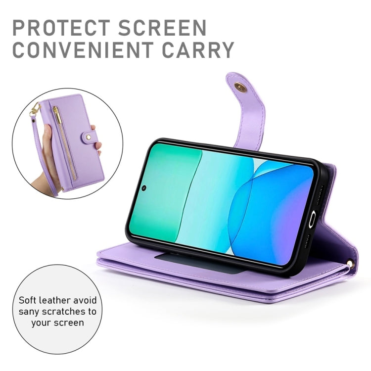 For Redmi 13 Nine Card-slot Zipper Wallet Bag Leather Phone Case