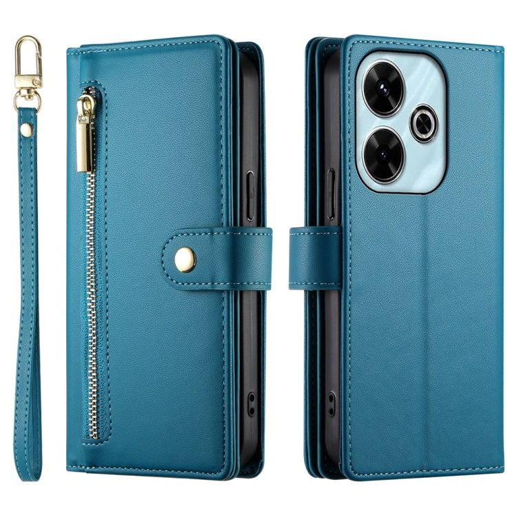 For Redmi 13 Nine Card-slot Zipper Wallet Bag Leather Phone Case
