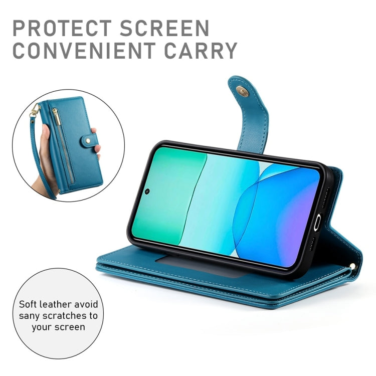 For Redmi 13 Nine Card-slot Zipper Wallet Bag Leather Phone Case