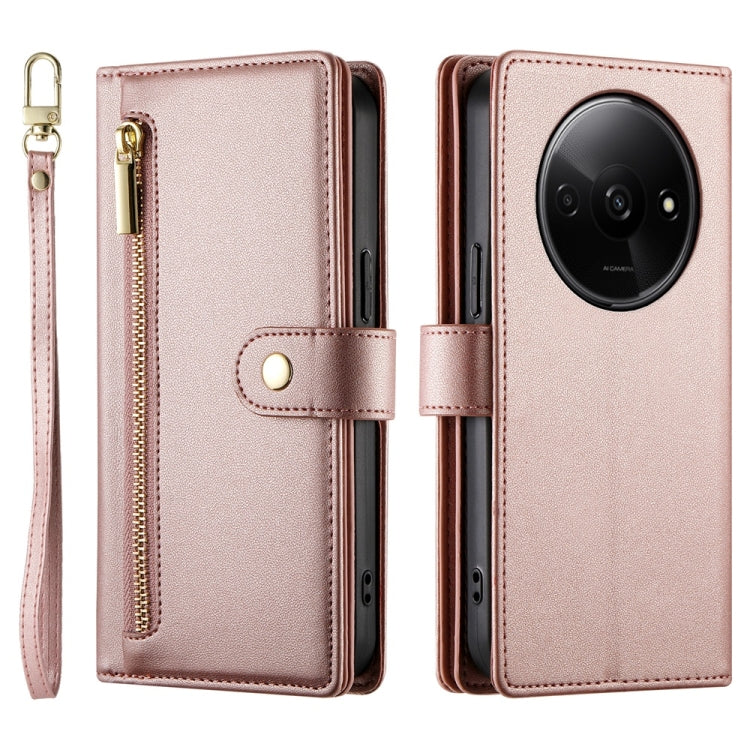 For Redmi A3 Nine Card-slot Zipper Wallet Bag Leather Phone Case