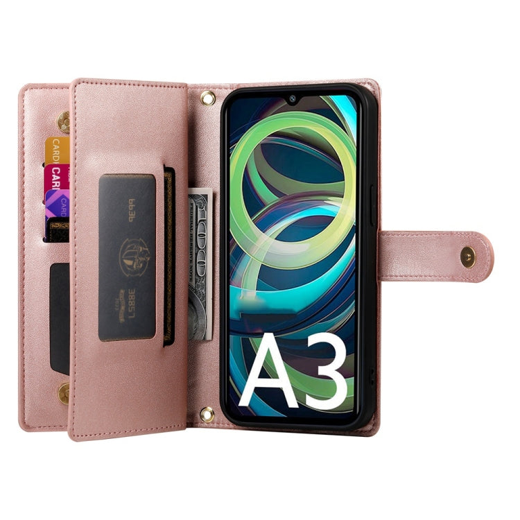 For Redmi A3 Nine Card-slot Zipper Wallet Bag Leather Phone Case