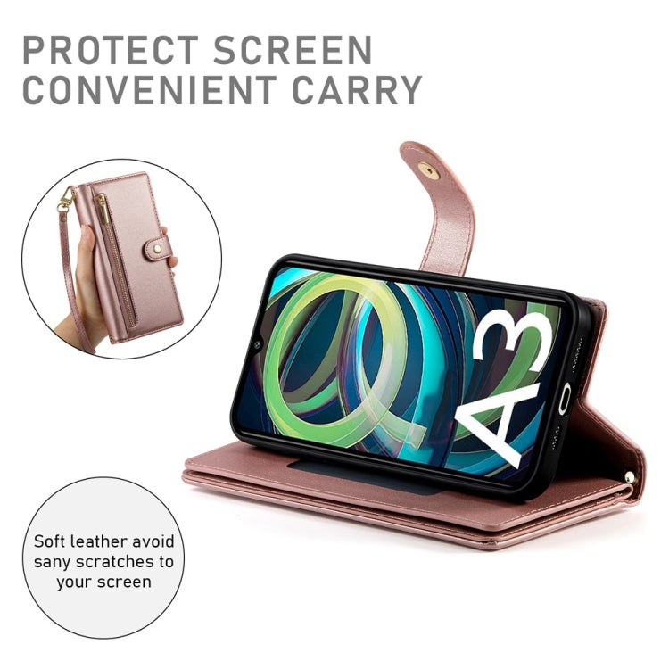 For Redmi A3 Nine Card-slot Zipper Wallet Bag Leather Phone Case