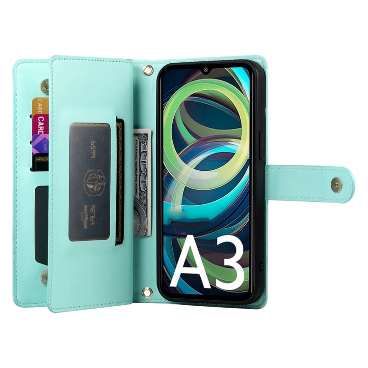 For Redmi A3 Nine Card-slot Zipper Wallet Bag Leather Phone Case