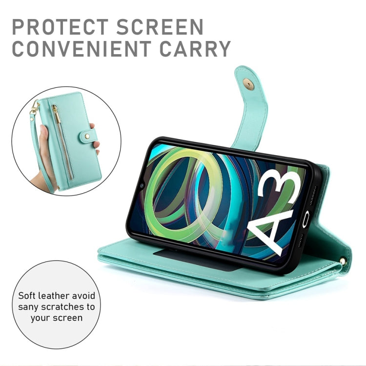 For Redmi A3 Nine Card-slot Zipper Wallet Bag Leather Phone Case