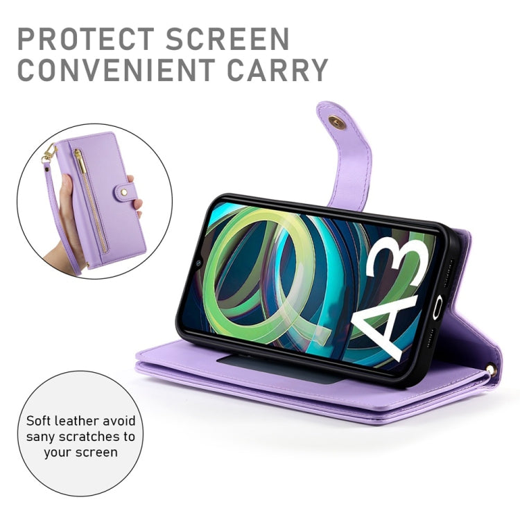 For Redmi A3 Nine Card-slot Zipper Wallet Bag Leather Phone Case