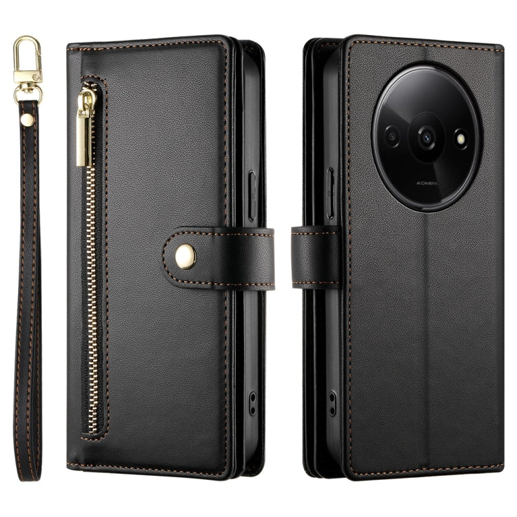 For Redmi A3 Nine Card-slot Zipper Wallet Bag Leather Phone Case