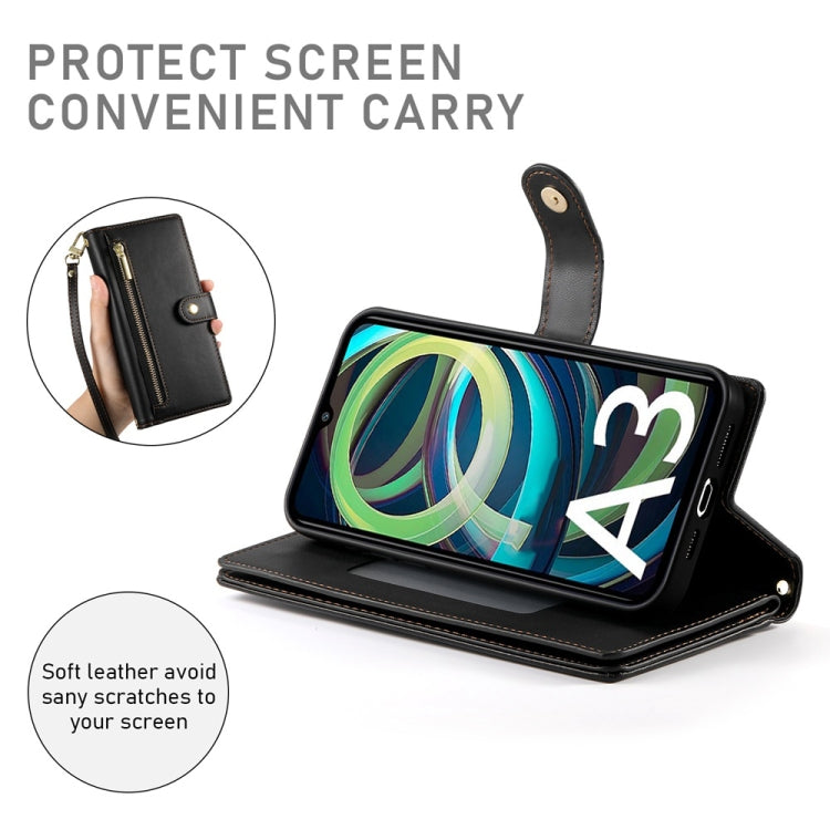 For Redmi A3 Nine Card-slot Zipper Wallet Bag Leather Phone Case