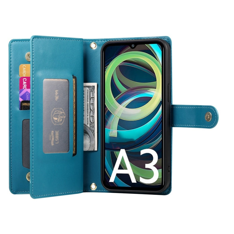 For Redmi A3 Nine Card-slot Zipper Wallet Bag Leather Phone Case