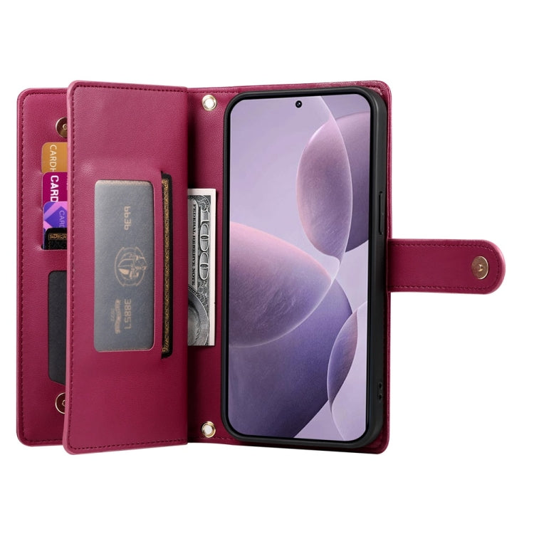 For Redmi K70 Nine Card-slot Zipper Wallet Bag Leather Phone Case