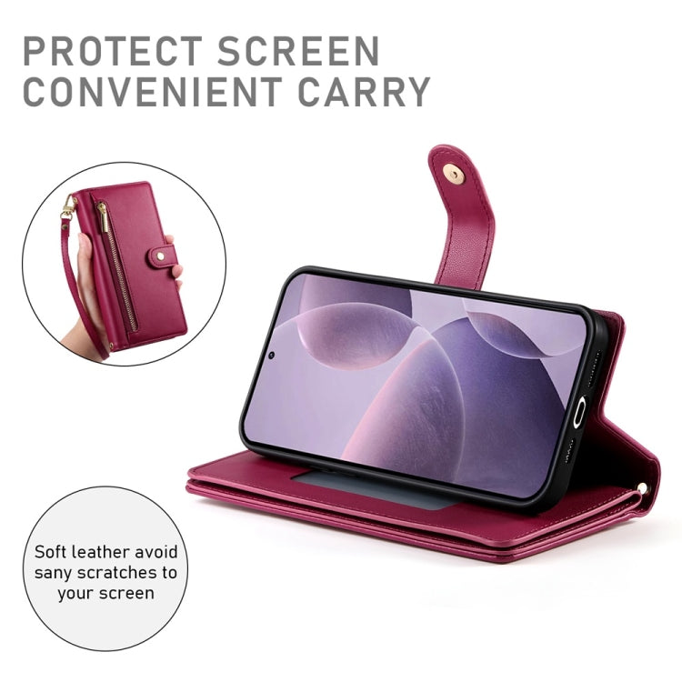 For Redmi K70 Nine Card-slot Zipper Wallet Bag Leather Phone Case