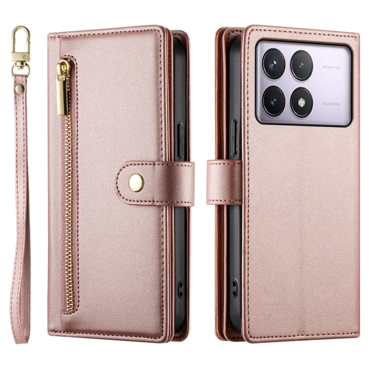For Redmi K70 Nine Card-slot Zipper Wallet Bag Leather Phone Case