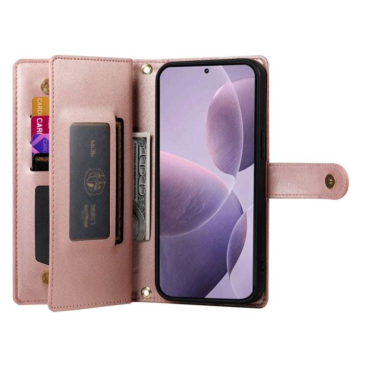 For Redmi K70 Nine Card-slot Zipper Wallet Bag Leather Phone Case
